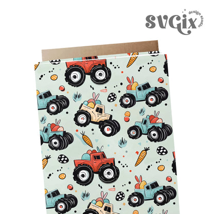 Easter Trucks Seamless Pattern by SVGix