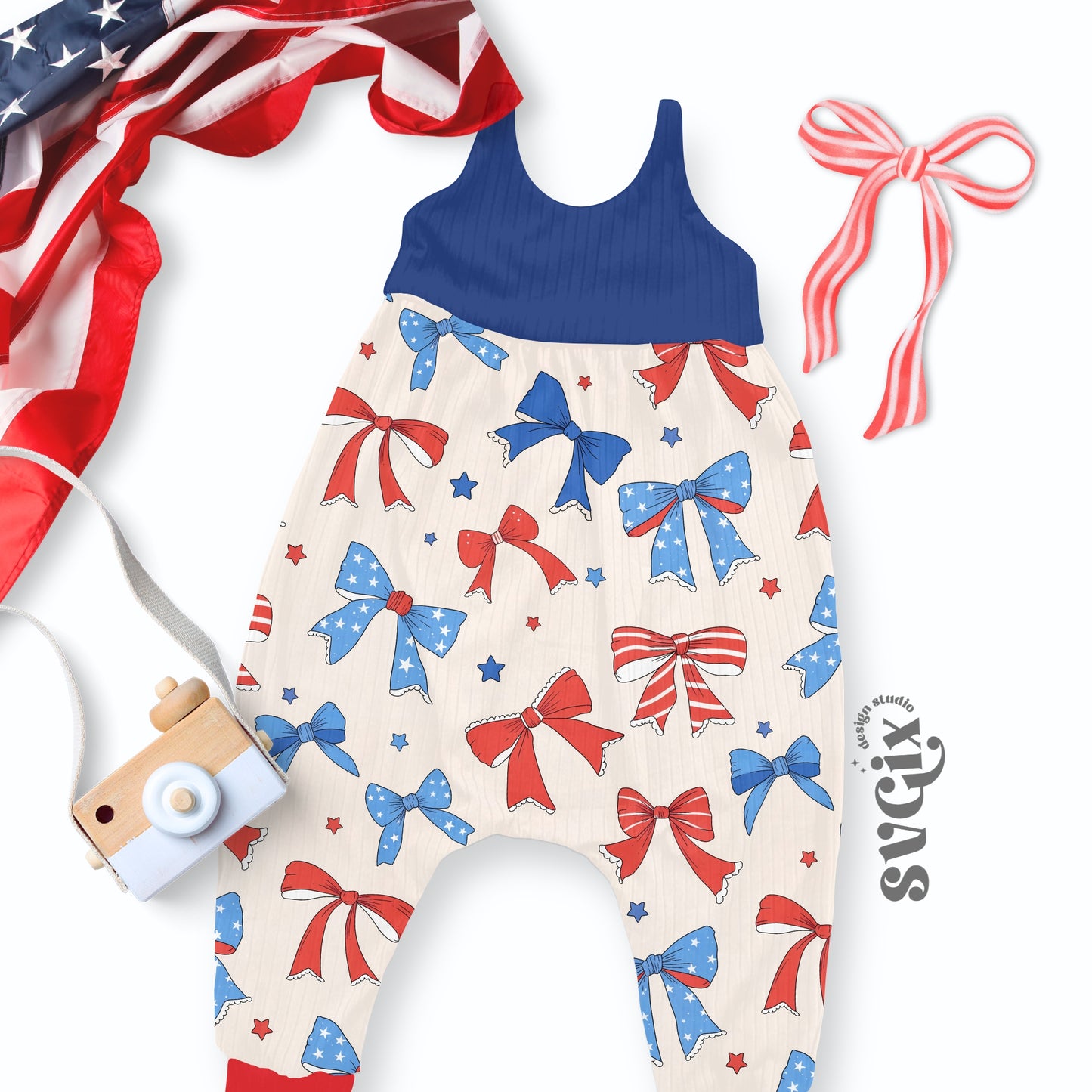 Fourth of July Bows Seamless Pattern