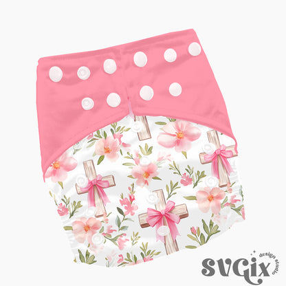 Easter Faith Cross Floral Seamless Pattern