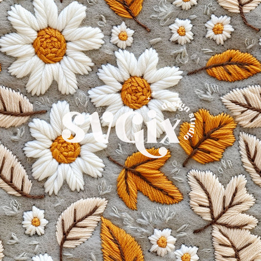 Fall Daises Seamless Pattern