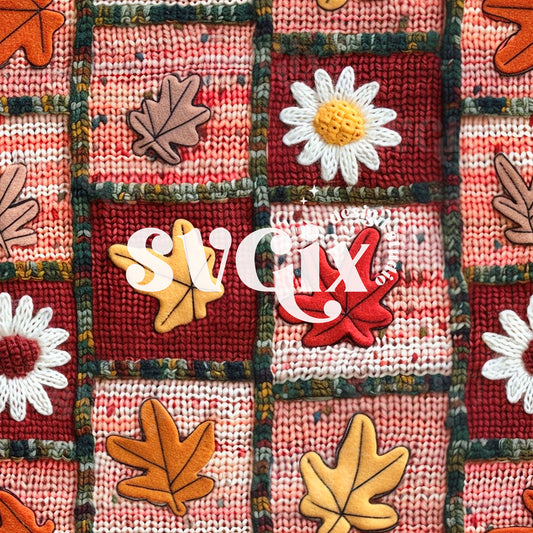 Fall Knit Squares Seamless Pattern