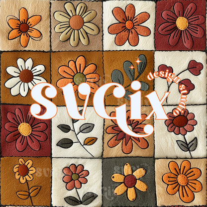 Fall Floral Quilt Seamless Pattern