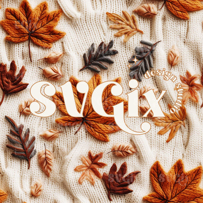Fall Leaves on Knit Seamless Pattern