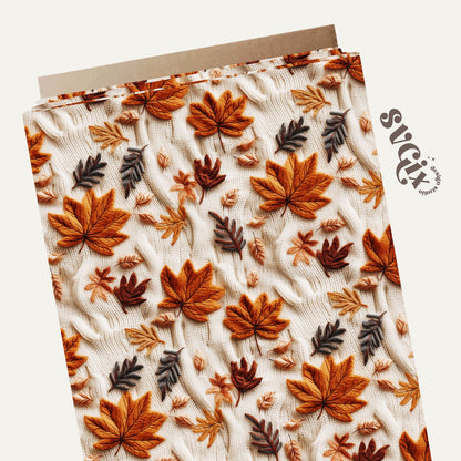 Fall Leaves on Knit Seamless Pattern