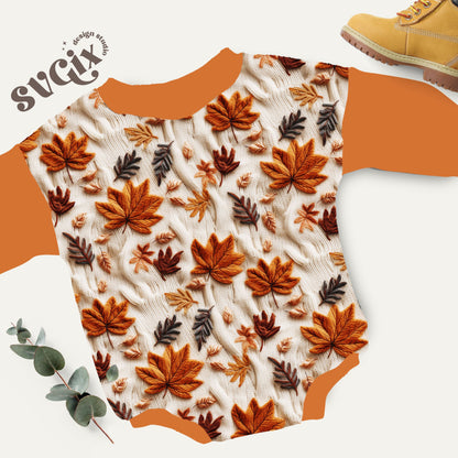 Fall Leaves on Knit Seamless Pattern