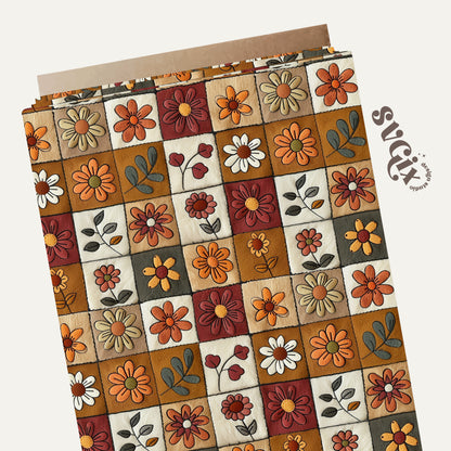 Fall Floral Quilt Seamless Pattern