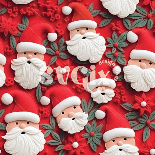 Felt Santas Seamless Pattern