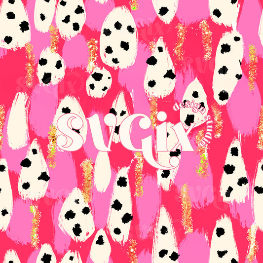 Fun Brush Stroke Valentines Pink Red Dalmatian Dots Seamless