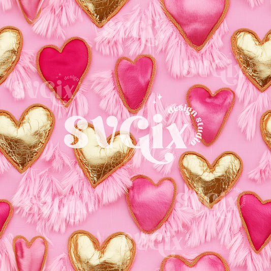 Golden Hearts Vday Embroidery Seamless