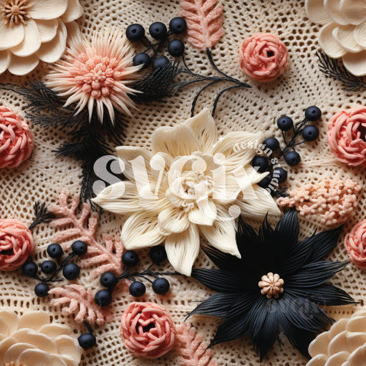 Halloween Floral Seamless Pattern