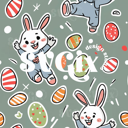 Happy Easter Bunnies Seamless Pattern