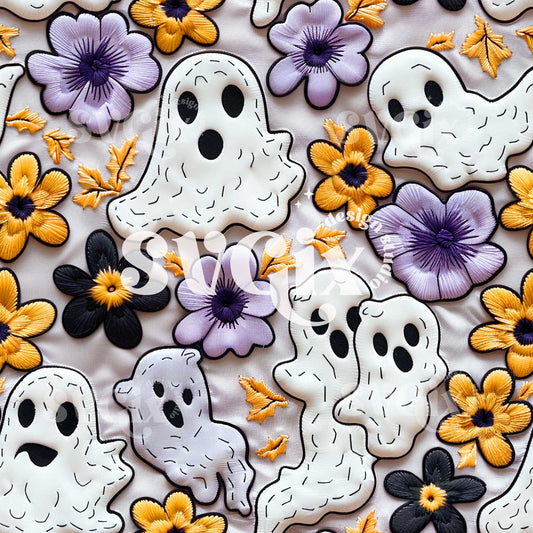 Hauntingly Beautiful- Ghosts Among the Flowers Seamless Pattern