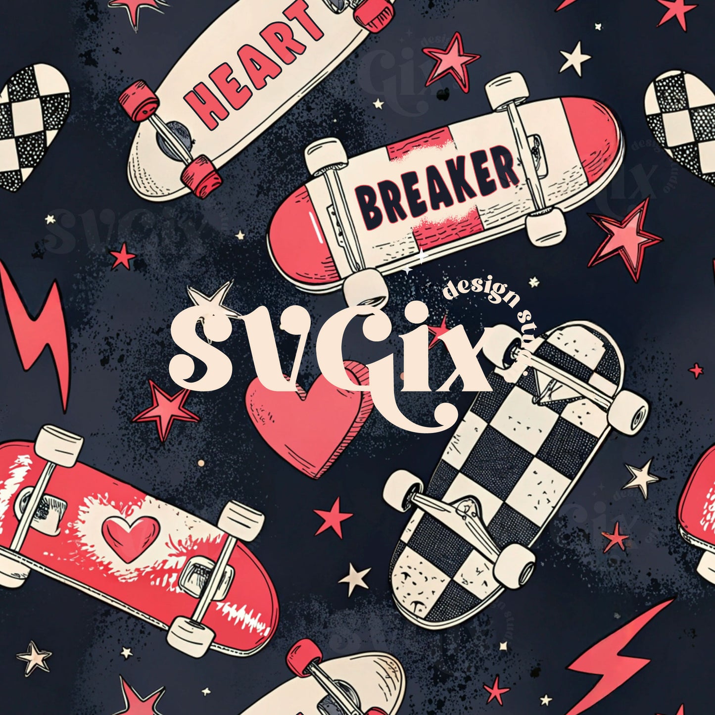 Heart Breaker Skateboards Vday Boys Seamless