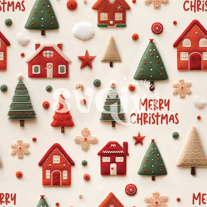 Merry Christmas Embroidery Seamless Pattern