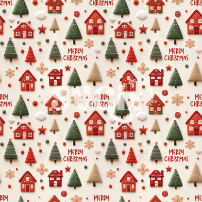 Merry Christmas Embroidery Seamless Pattern