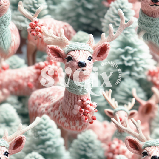 Muted Christmas Deers Seamless Pattern