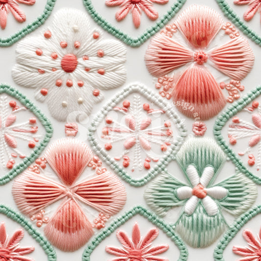 Muted Christmas Embroidery Seamless Pattern