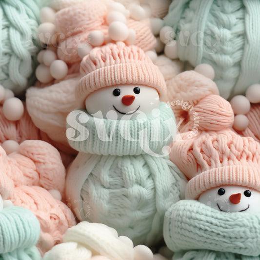 Muted Christmas Snowman Seamless Pattern