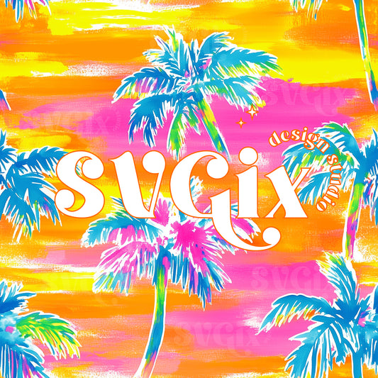 Neon Palm Trees Seamless