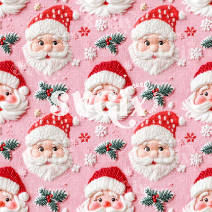Pink Santas Knit Seamless Pattern