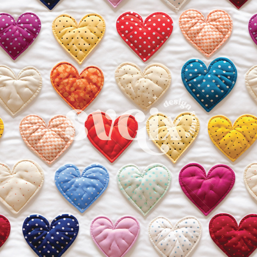 Polka Dot Hearts Quilt Seamless Pattern