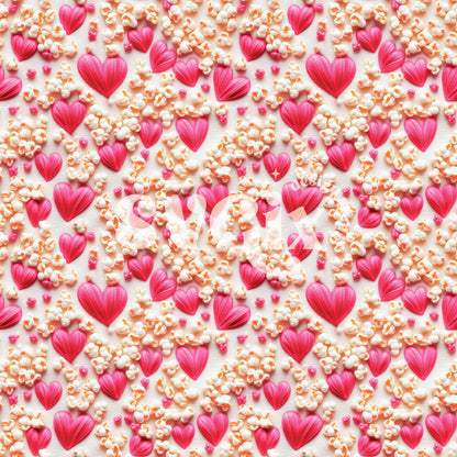 Popcorn Hearts Vday Seamless Pattern