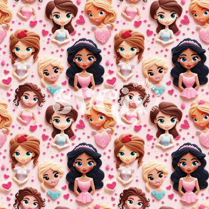 Princess Inspired Valentines Seamless Pattern