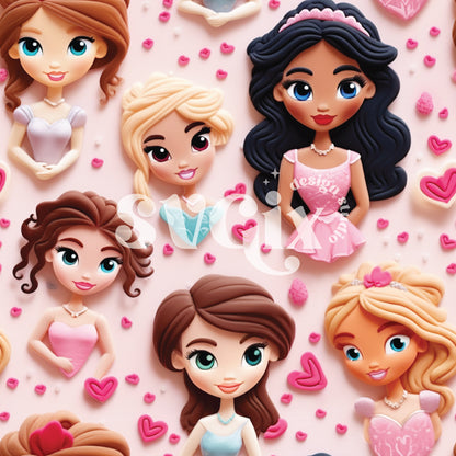 Princess Inspired Valentines Seamless Pattern