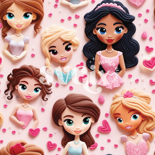 Princess Inspired Valentines Seamless Pattern