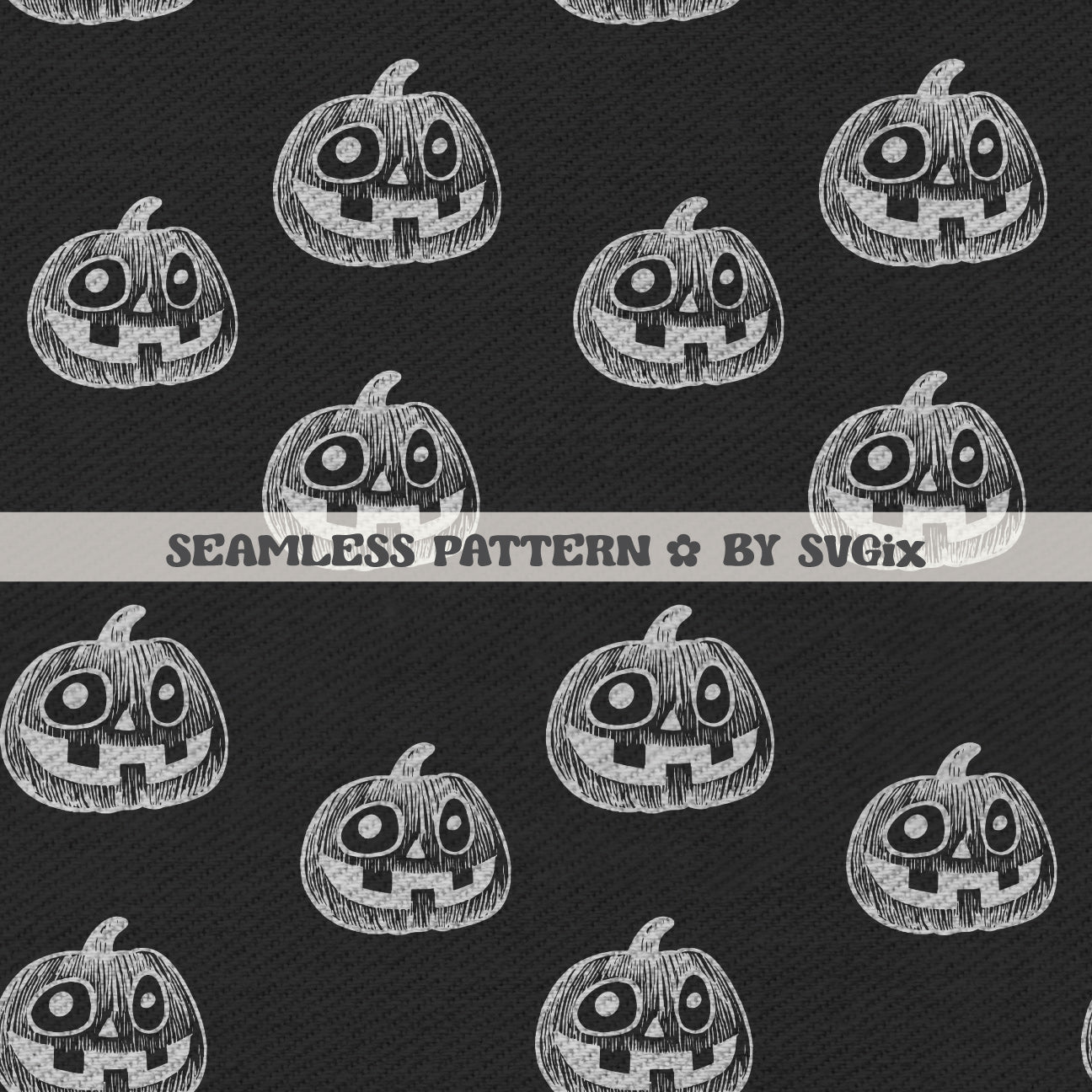 Halloween Jack O Denim Seamless Pattern