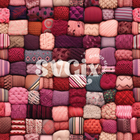 Purple Pink Fabric Squares Seamless Pattern