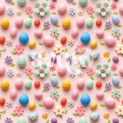 Rainbow Easter Eggs Seamless Pattern