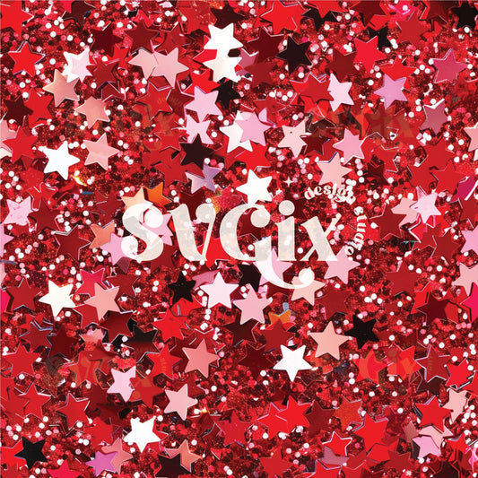 Red Stars Sequin Glitter 4th of July Seamless Pattern