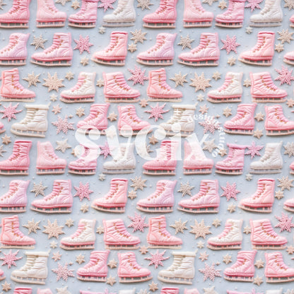 Retro Ice Skates Seamless Pattern