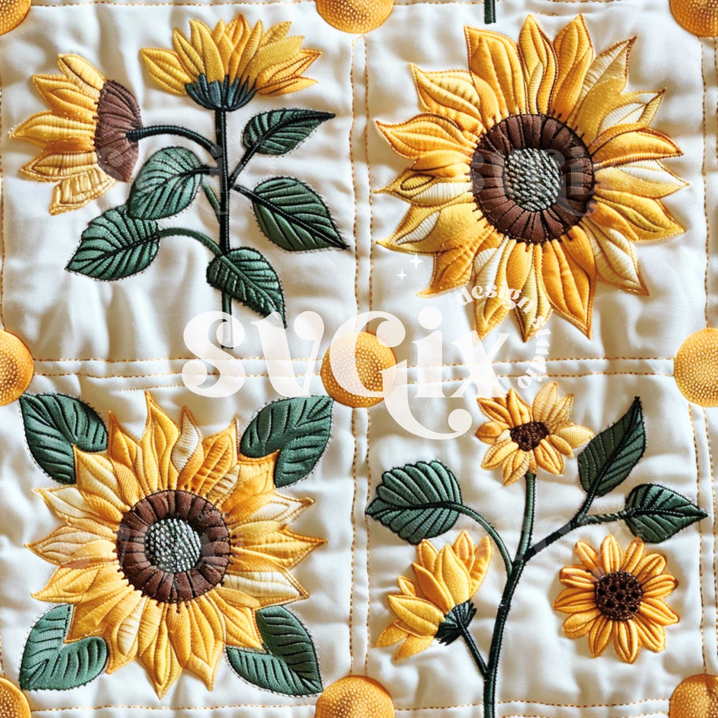 SUNNY QUILT Sunflower Quilt Seamless Pattern