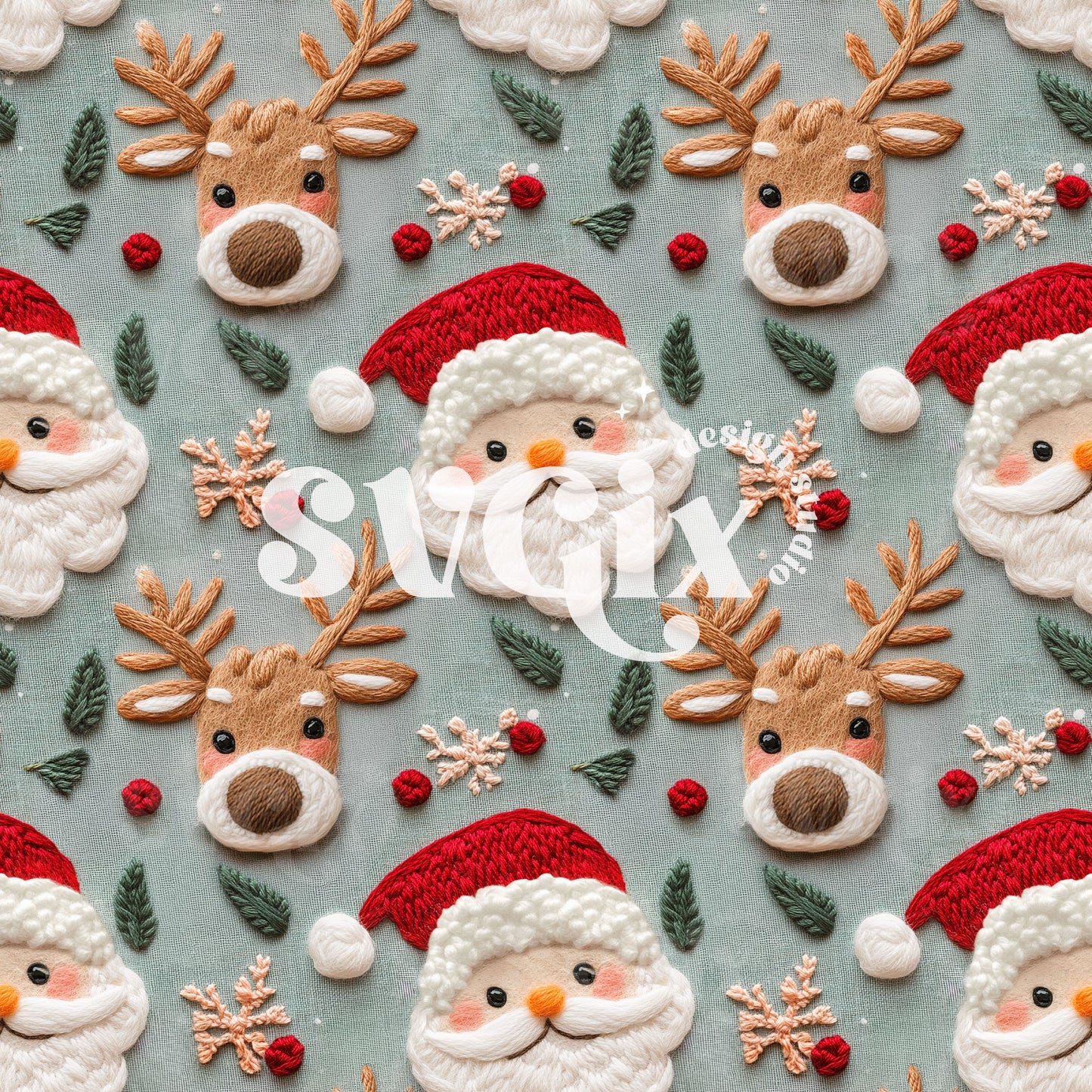 Santa Reindeer Seamless Pattern