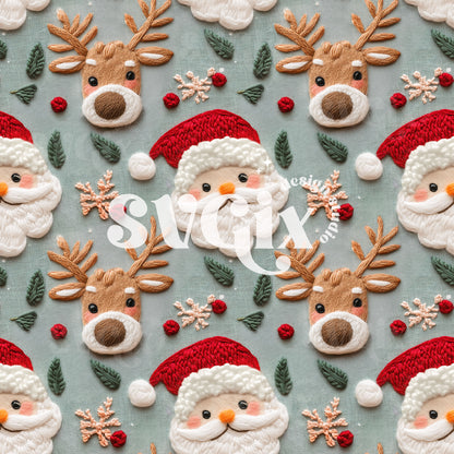 Santa Reindeer Seamless Pattern