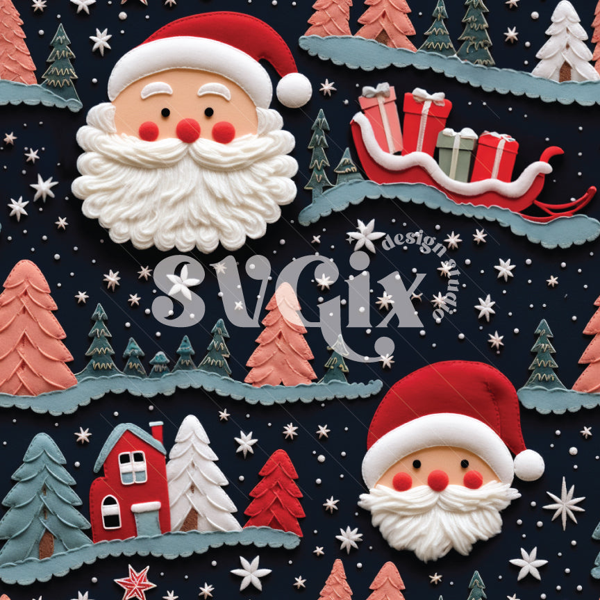 Santa delivery night Seamless Pattern