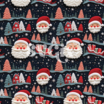 Santa delivery night Seamless Pattern