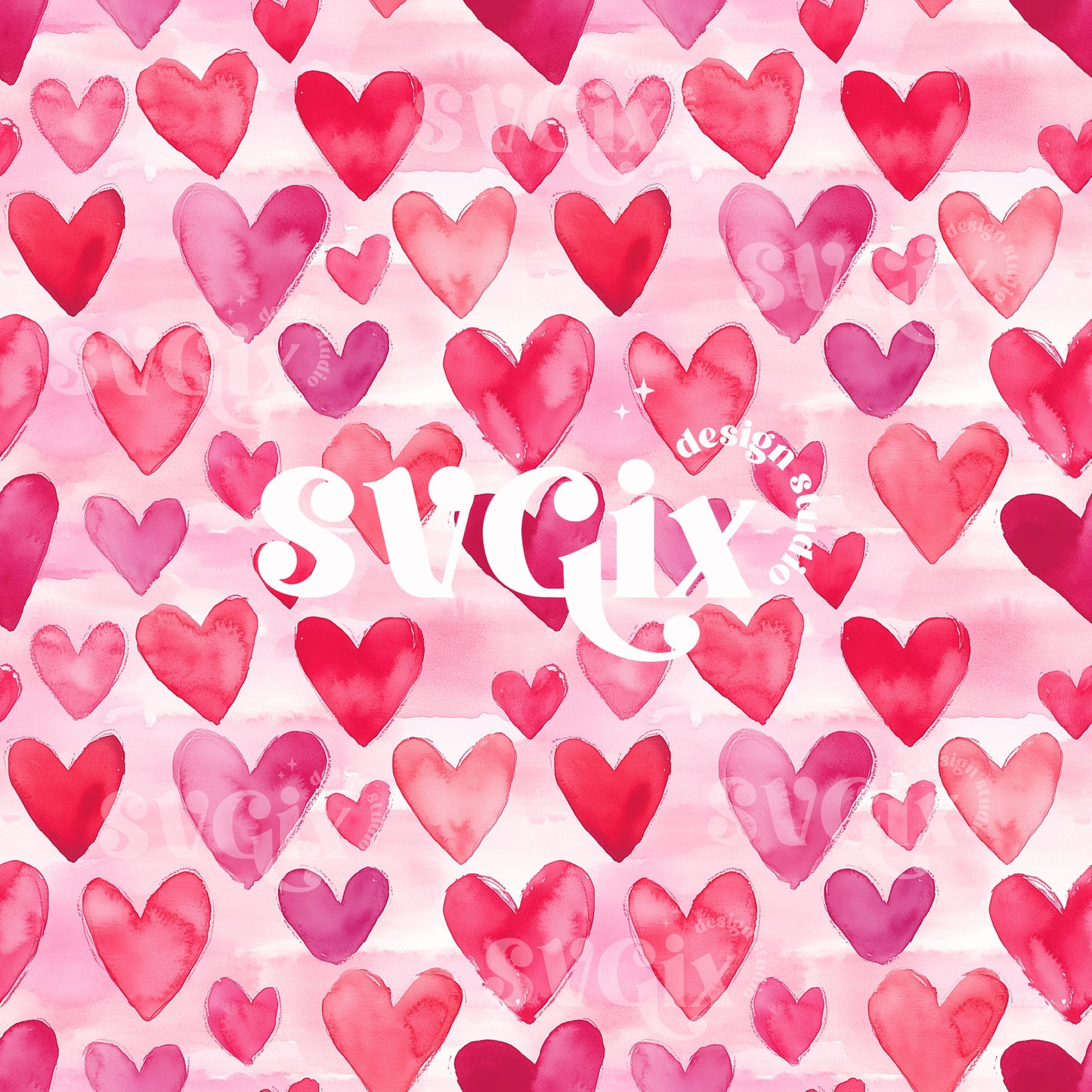 Simple Heart Pink Red Watercolor Seamless