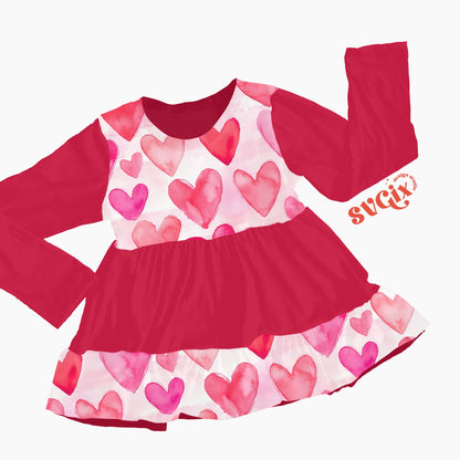Simple Heart Pink Red Watercolor Seamless