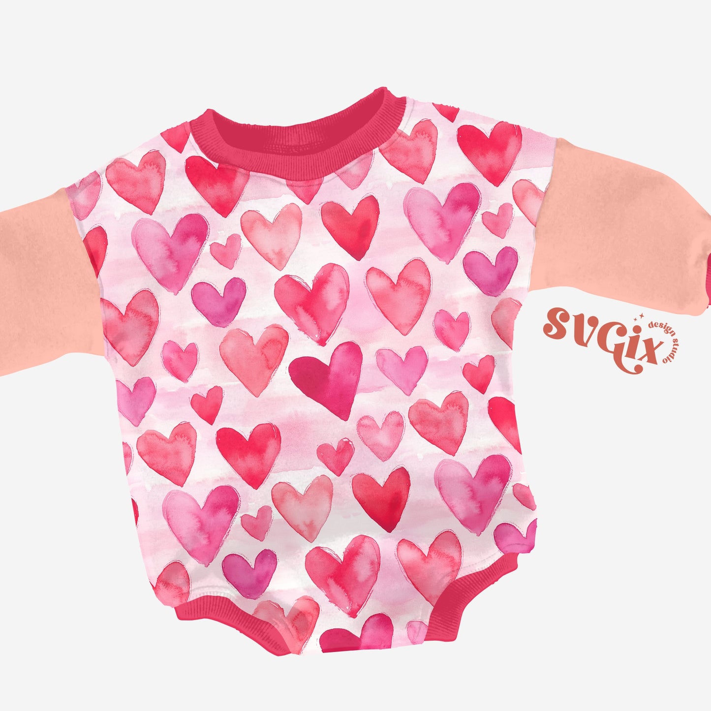 Simple Heart Pink Red Watercolor Seamless