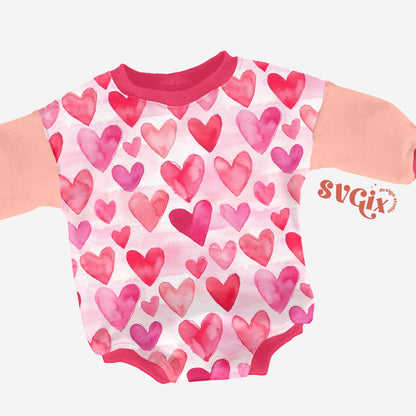 Simple Heart Pink Red Watercolor Seamless