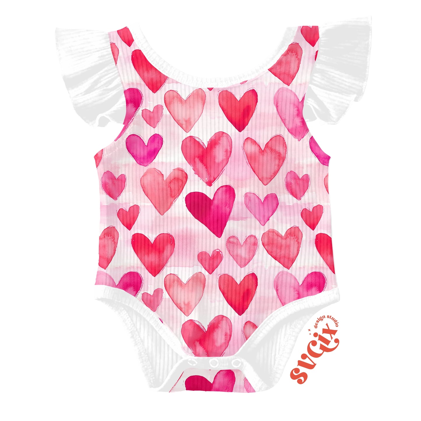 Simple Heart Pink Red Watercolor Seamless