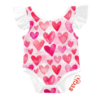 Simple Heart Pink Red Watercolor Seamless