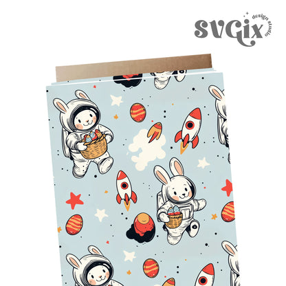 Space Bunnies Seamless Pattern