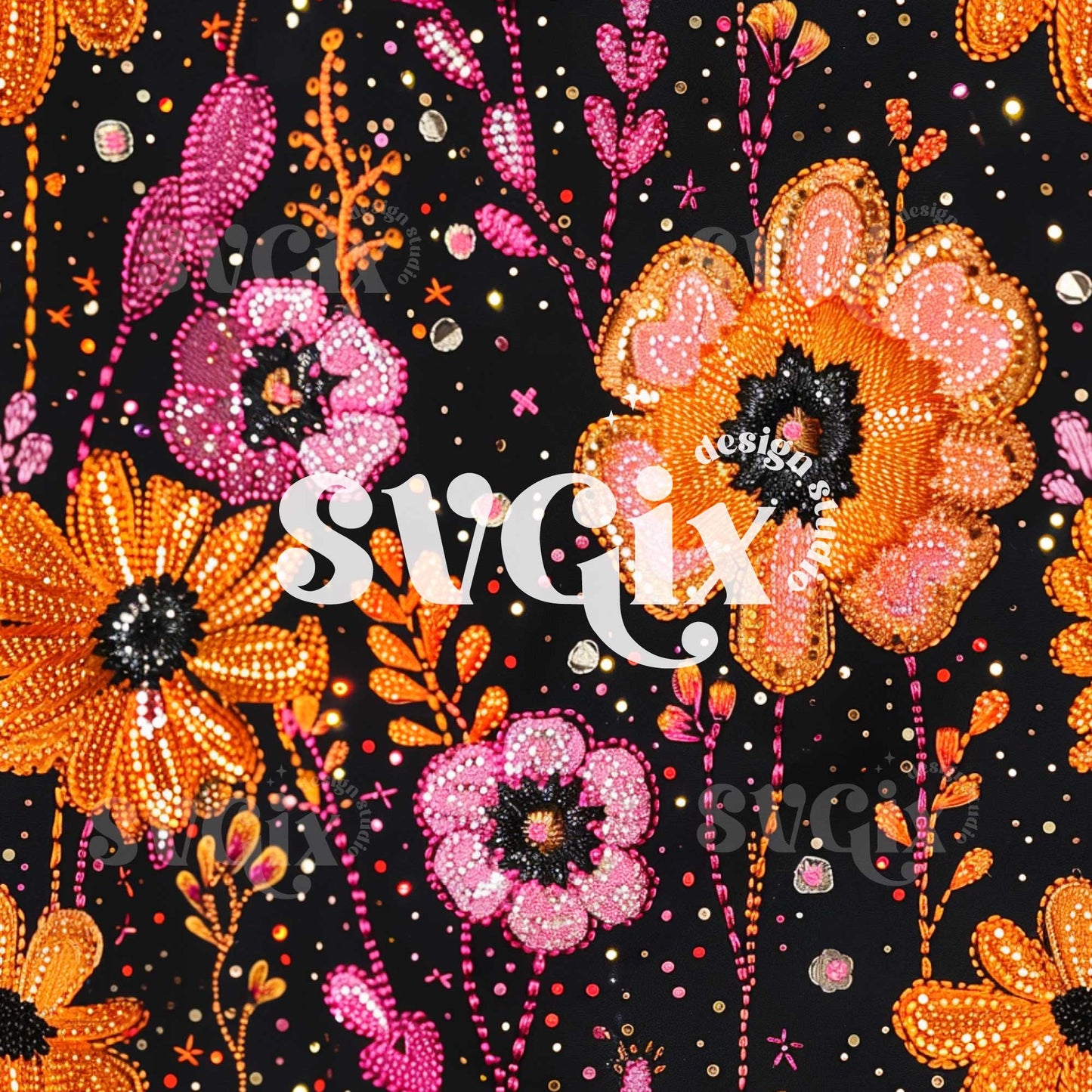 Spooky Garden Halloween Floral Seamless Pattern