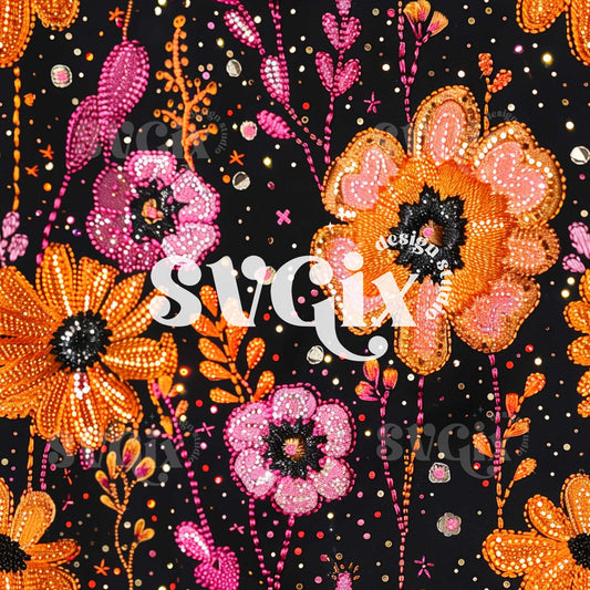 Spooky Garden Halloween Floral Seamless Pattern