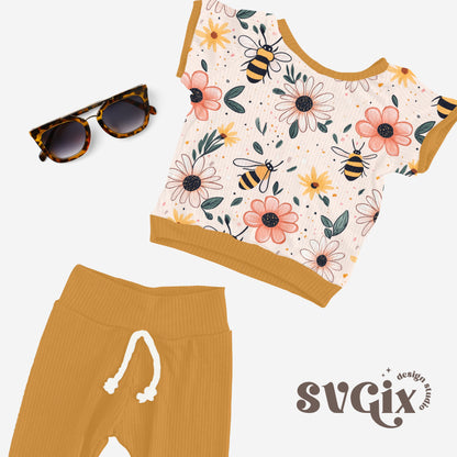 Spring Bees Seamless Pattern