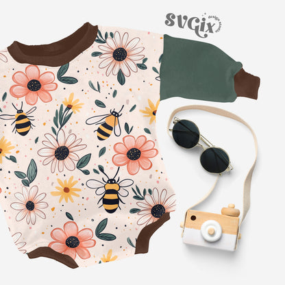Spring Bees Seamless Pattern